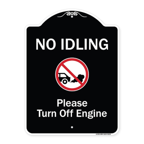 Designer Series-No Idling Please Turn Off Engine With Graphic, 24" x 18", BW-1824-9829